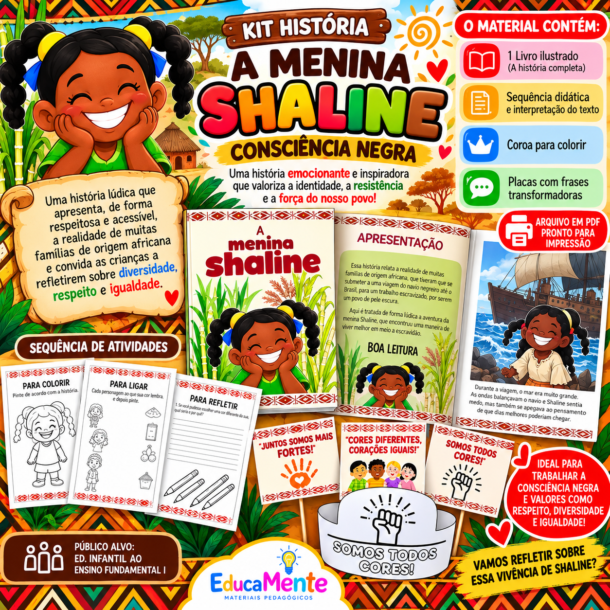 👧🏾KIT HISTÓRIA: A MENINA SHALINE | CONSCIÊNCIA NEGRA🤎