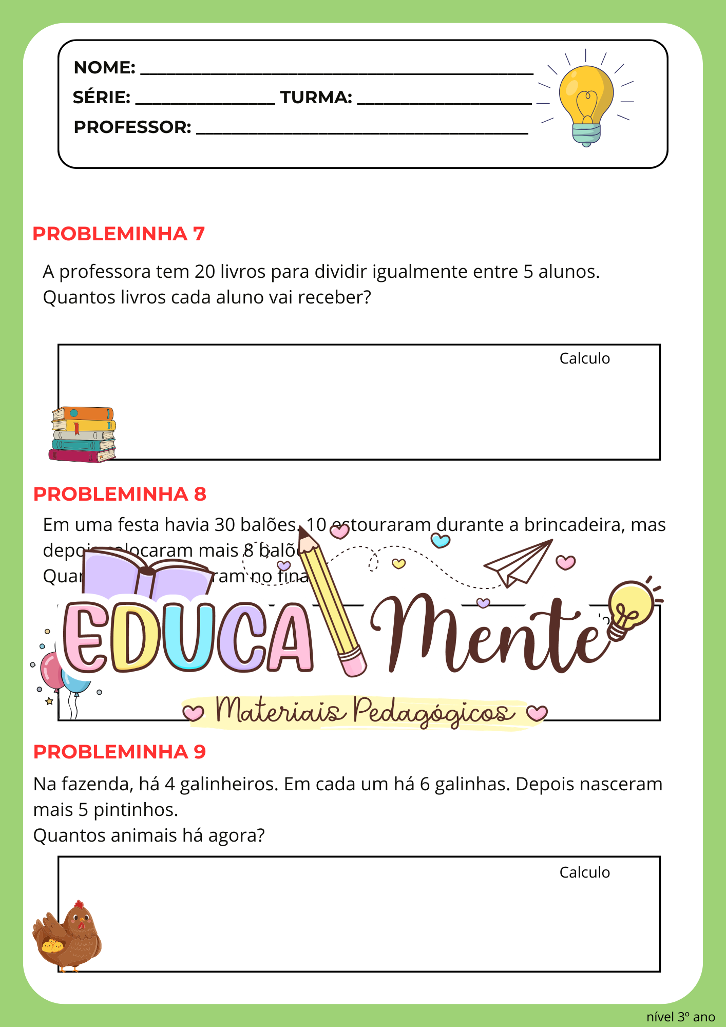 ⭐APOSTILA PROBLEMINHAS MATEMÁTICOS⭐ - Imagem 5