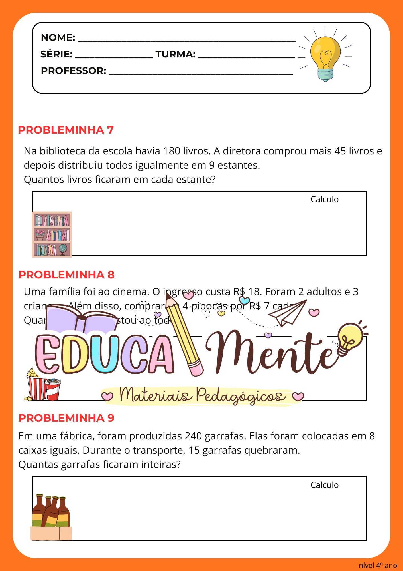 ⭐APOSTILA PROBLEMINHAS MATEMÁTICOS⭐ - Imagem 6