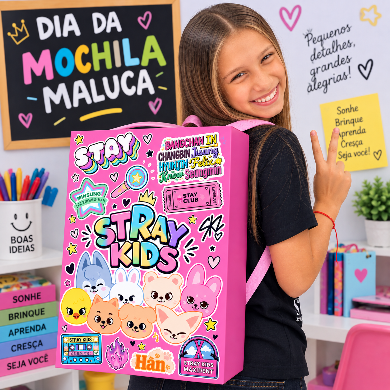 💜🎒 MOCHILA MALUCA KPOPPER – BTS & STRAY KIDS 🎶🫰 - Imagem 2